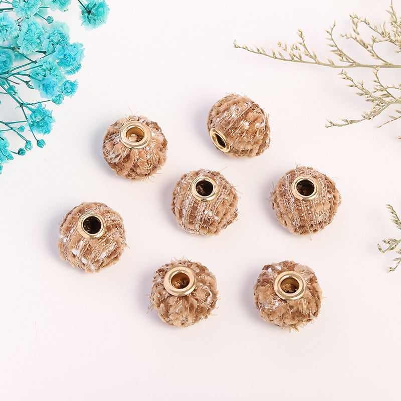 Wholesale 50PCS Colored Fuzzy Balls Metal Straight Hole Loose Beads